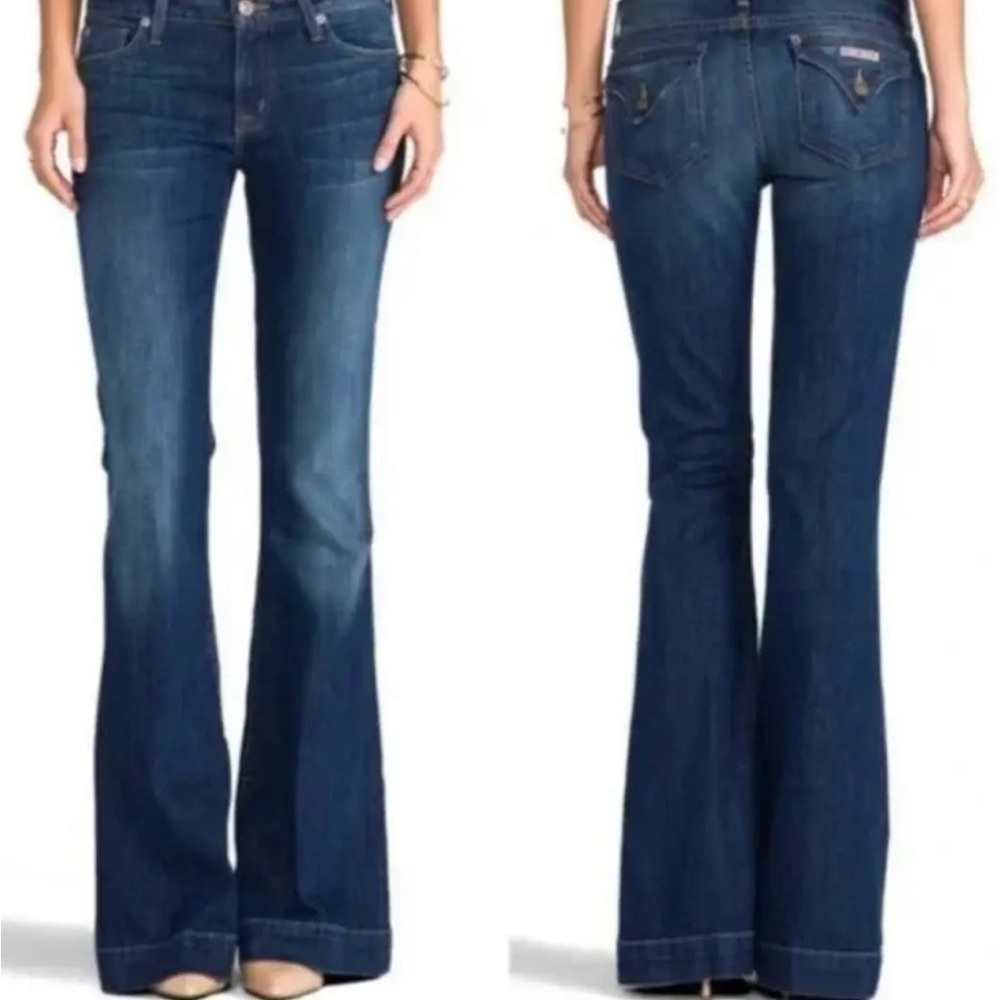 Hudson Jeans Flare Wide Leg Ferris Stretch Mid Rise Blue Ombré Jeans Size 28